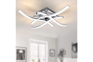 TYCOLIT LED Ceiling Light, Elegant Curved Design Ceiling Lights, 4 Built-in LED Boards, 24W 2400 Lumen, Cold Light 6500K, Modern Ceiling Fixture for Living Rooms, Bedrooms and Corridor