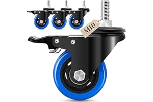 Humagineer 75mm Möbelrollen mit Bremse, M10 x 1,5x 30mm (Schaftdurchmesser 9.5mm,Schaftlänge 30mm), Rollen für Möbel Tragfähigkeit 540KG, Schwerlastrollen Lenkrollen für Möbel, Grill, Wagen, Transport