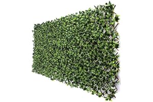LG TRADERS LIMITED Artificial Laurel Leaf Expanding Fence, UV-Protected, Eco-Friendly Privacy Screen for Garden, Balcony, Patio – Expandable Greenery Trellis, 1x2m, Weather-Resistant