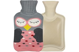 QIGUI Groß Wärmflasche 2L, Plüsch Wärmeflasche mit Bezug Flauschig, Wärmflaschen mit Handwärmer,Hot Water Bottle with Zipper Cover für Erwachsene & Kinder Abend Winterheizung Kuschelig Bettflasche Warm