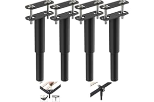 YELIKIT 4Pcs Patas de Cama Ajustable, Pies Negros para Gabinete de Acero Espesante 18-33cm Soporte para Muebles DIY Mesa o Sofá