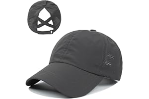 Fadcaer Czapka baseballowa z kucykiem dla kobiet, krzyżowy kucyk czapka z daszkiem szybkoschnąca siateczkowa regulowana czapka z otworem na kucyk, letnia czapka z kucykiem, do uprawiania sportu,