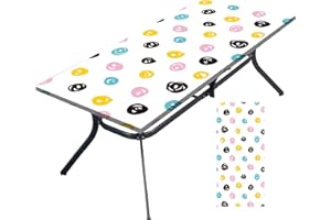 WALARKY Tablecloth for Folding Table, Colorful Spots Picnic Table Cover, Waterproof Fitted Table Covers for 6 Foot Tables, Elastic Rim Plastic Table Cover for Picnic, Camping, Indoor, Outdoor