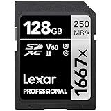 Lexar Professional 1667x Scheda di memoria SDXC 128 GB, UHS-II, Fino a 250 MB/s di lettura, Class 10, U3, V60, per Fotografi 