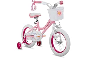 JOYSTAR 14 Inch Kids Bike for 3-5 Years Old Girls,14" Girls Bikes with Training Wheels and Basket, Light Pink