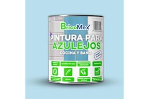 BRICOMEX Pintura para Azulejos con Acabado Brillante, Durabilidad, Económica, Fácil Aplicación, Resistente al Agua (750 ML, AZUL CELESTE)