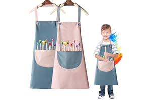 CAIYUANGJ 2 Piezas Niños Delantales con Bolsillo, Ajustable Niños Delantal, Impermeable Delantal Infantil, Delantal Infantil, Ajustable Delantales de Artista Infantil, para Pintura Artística, Cocinar, Hornear