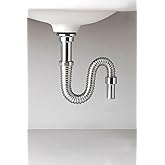 Orret Home 80 Cm Krom K&ouml;r&uuml;kl&uuml; Lavabo Gider Borusu &ndash; Esnek Metal Lavabo Sifon Hortumu, Uzatılabilir Gider Borusu, Banyo ve Mut