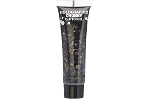 Holographisches Gesichts & Körper Chunky Glitzer Gel von Moon Glitter - 12ml - Schwarz - Glitzer Gesichtsfarbe