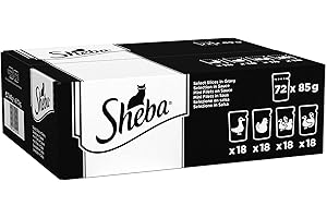 Sheba Mini Filets en sauce pour chat adulte – Nourriture humide pour chats - sélection à la volaille – Sachets fraîcheur 72 x 85g