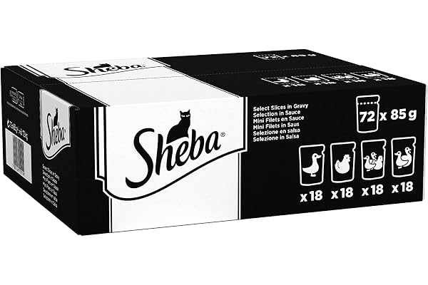 Sheba - Adult Wet Cat Food Pouches - 72 x 85 g - Poultry - Bulk Cat Food Megapack - 72 Gravy Pouches
