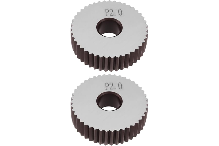 ECSiNG 2pcs P2.0mm Straight Knurling Wheels 28x8x8mm Steel Rollers for Knurling Tools and Lathe Holders