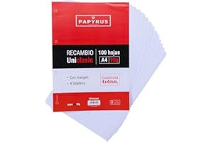 Unipapel Recharge de feuilles quadrillées 4 x 4 mm avec Margen, 90 g, papier, multicolore, A4