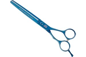 Master Grooming Tools 5200 Blue Titanium Schere – Hochleistungsschere für die Fellpflege von Hunden – Effilierschere mit 42 Zähnen, 16,5 cm