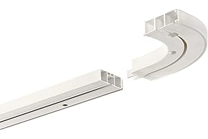 HUGG - Vorhang-Schiene (VS.380.12) 1-/ 2-/ 3- läufig, Decken-Montage, 1-Lauf mit 2 Rundbögen - Länge: 100 cm