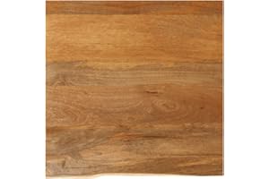 Myheimly Tischplatte, Holzplatte mit Baumkante, Massivholzplatte für Esstisch Couchtisch, Ersatztischplatte, Eiche,massives Mangoholz,40 x 40 x 2.5 cm