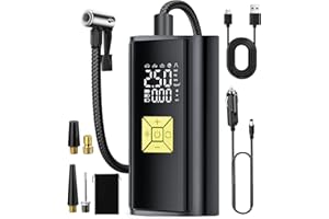 DSGKUU Cordless Tyre Inflator Protable Air Compressor, 150PSI Air Pump, 3× Faster Auto Cordless Tire Pump, Smart Electric Pump with LED Light and Digital Display for Car Motorcycle Bike and Ball