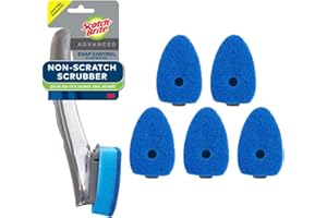 ‎SCOTCH-BRITE Scotch-Brite Non-Scratch Advanced Soap Control Dishwand Kit, Includes 1 Wand & 5 Refill Pads, Control Soap with A Button, Keep Your Hands Out of Dirty Water