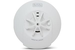 BLACK+DECKER Black + Decker Kitchen Heat Alarm Mains Powered Interlinked with Battery Back Up. Interlinked Heat Detector For Home, Kitchen and Garage. FAST FIX Easy Installation Base, white with Test Button