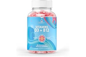 BeLive Vitamin D3 Gummies with B12 Vitamins - 60 Ct I Vegan Immune Support Gummies with Vitamin B12 & D3, Provides Enhanced Bone & Muscle Strength, Hearth Health and Energy - Strawberry Flavour