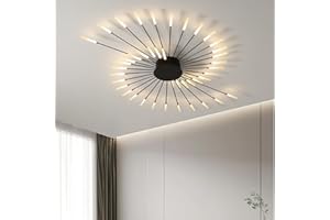 MINIFAIR Nowoczesna lampa sufitowa LED, 42 głowice oświetlające sufitowe do montażu półfabrykowanego, regulowane czarne lampy sufitowe do sypialni, salonu, jadalni, biura, 3000K-6000K z pilotem