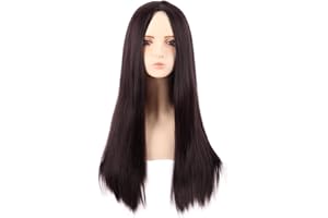 MapofBeauty 28 Pouces/70 cm Monochrom Longue Droit Perruques Haut-température fibre Ordinaire Perruques (Sombre Brun)
