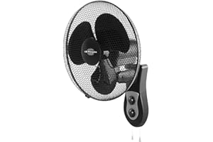 Orbegozo WF 0141, Ventilador de pared, 40 W, 3 velocidades, temporizador de 120 minutos, rejilla de protección, movimiento oscilante, 3 aspas de 40 cm, color negro.