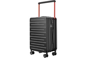 British Traveller Handgepäck Koffer Trolleys Reisekoffer 100% PC Hartschale mit 8 Spinnerräder Rollkoffer 55 * 38 * 23cm Hartschalenkoffer TSA-Schloss Suitcase Neu Schwarz
