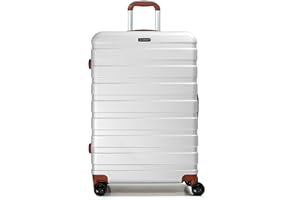 CALDARIUS Suitcase Large Hard Shell | Aluminium Alloy Telescopic Handle Trolley | 3 Digit Combination Lock | Large Suitcase | Lightweight | Hold Check in Luggage | 4 Dual Wheels (Large 28'', White)