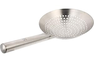 Housoutil Skimmer Küche Schaumlöffel Edelstahl Abseihlöffel Schaumkelle Ölfilter Löffel Schlitz Löffel Sieb Schöpflöffel Nudelsieb Mesh Sieb für Restaurant Hause Küche Hot Pot 24CM