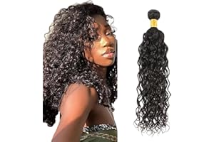 Salharer Extension Capelli Veri Tessitura Water Wave Human Hair Bundles Unprocessed Real Hair Single Extensions Double Weft Remy #1B Natural Black Color 18 Inch