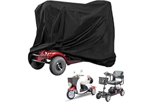 Iptienda Mobility Scooter Cover for Outside Storage, Heavy Duty 210D Oxford Fabric Mobility Scooter Rain Cover Waterproof Windproof Wheelchair Storage Cover with Bottom Elastic Rope-140x66x89cm