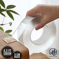 ALPHA BETA Double Sided Adhesive Tape, Transparent Strong Adhesive Traceless Tape Removable Washable and Reusable Anti Slip Tape for Home Supplies | 3 Meter