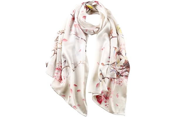 STORY OF SHANGHAI Femme Foulard 100% Soie de Mûrier Coloré Echarpe Léger Elégant Coupe Manuel Meilleur Cadeau pour votre Lady