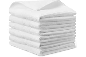 Amazon Basics Canovacci in 100% Cotone Biologico a Nido d'Ape - Ultra Assorbenti, Asciugatura Rapida, Strofinacci Anti-pelucchi, 38 x 64 cm, 6 Pezzi, Bianco