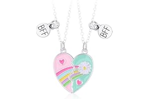 CERSLIMO Best Friend Necklace - Matching Heart Friendship Necklace for 2 Girls, Kids' Birthday &