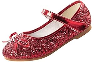 YUKQEYLE Glitzer Schuhe Mädchen Prinzessinen Schuhe Ballerinas Mädchen Kinder Glitzer Ballerinas Mary Jane Flache Schuhe Kristall Sandalen Hochzeit Partei