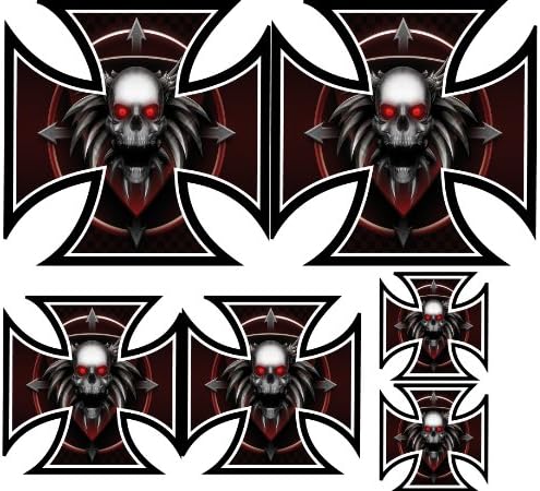 Sticker sticker 6 Maltese Cross Skull 30x27 cm Ref 026