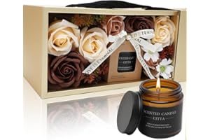 FARYODI Caja de rosas, rosas eternas, rosas con vela perfumada, regalos de cumpleaños para mujeres, regalos para madre/novia/esposa/abuela, cumpleaños, día de San Valentín, flor eterna