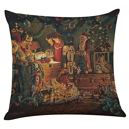 Preisvergleich Produktbild Hmeng Thanksgiving Deko Kissenbezüge Baumwolle Leinen Wohnkultur Design Thanksgiving Dekorationen für Home Sofa Bettwäsche Dekokissen Fall Kissenbezüge 18x18 Zoll (C)