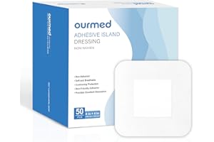 OURMED Lot de 50 pansements stériles auto-adhésifs stériles 10 x 10 cm avec forte adhérence, protège contre les coupures et les rayures, s'enlève sans douleur, emballage individuel