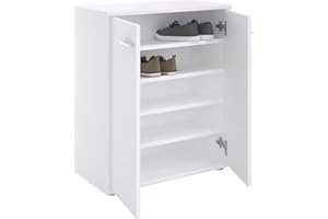 IDIMEX Meuble à Chaussures Olympe, Commode Meuble de Rangement avec 2 Portes avec 4 tablettes intérieures, en mélaminé Blanc Mat