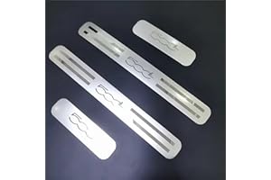 Symilov 4 Pezzi Acciaio Inossidabile Battitacco per Auto Sticker per Fi-AT 500L, Esterno Battitacco Protezione Plates Anti-Graffio Scuff Adesivi Accessori,Silver