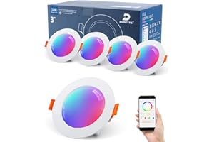 DUSKTEC 4x Faretti LED Smart da Incasso Dimmerabile RGB per Cartongesso Alexa, Faretti LED Soffitto Multicolore Bluetooth 220V 7W, IP44 Faretti Colorati Bianca Naturale APP Controllato