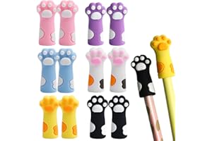 HABNI 12 Pièces Capuchons de Crayon en Silicone Résistant à la Mastication pour Enfants et étudiants, Capuchon de Crayon en Silicone avec Patte de Chat
