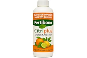 FERTIBONO CitriPlus Engrais Liquide 1L – 1L = 100L de Solution – Résultats en 10 Jours ! – Fertilisant Écologique pour Agrumes et Plantes Méditerranéennes – Feuilles Vertes et Fructification Abondante
