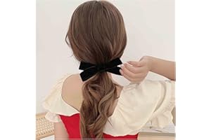 Yheakne Fermaglio per capelli con fiocco in velluto nero, in raso, accessorio per capelli per donne e ragazze, regalo per donne e ragazze (nero)