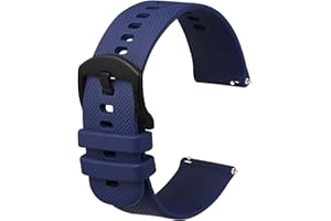 Anbeer Silicone Watch Band 16mm 18mm 19mm 20mm 21mm 22mm 24mm Quick Release Rubber Watch Straps for Men Women,Silver Black Stainless Steel Buckle