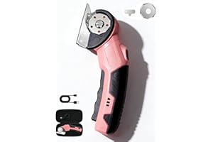 SCIFIVISI Elektrischer Schere, Tragbarer Kartonschneider mit Sicherheitsschalter,320 U/Min Kabellose Kartonschneider mit LED-Licht & Ersatzklinge, 4V Universalschneider für Pappe Teppich Stoff Kunststoff (Rosa)