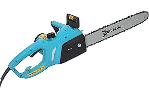 DURHAND 2000W Powerful Electric Chainsaw, 16" Aluminium Blade Portable Corded Chain Saw, 7250rpm Chain Saw for Garden Tree Pruning, 13m/s Chain Speed Auto Chain Lubrication to Cut Wood, Blue